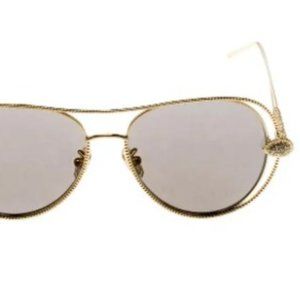 NEW Boucheron Gold/Black Gold Mirrored BC0030S Serpent Boheme Aviator Sunglasses